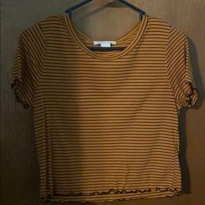 Orange and black striped crop top